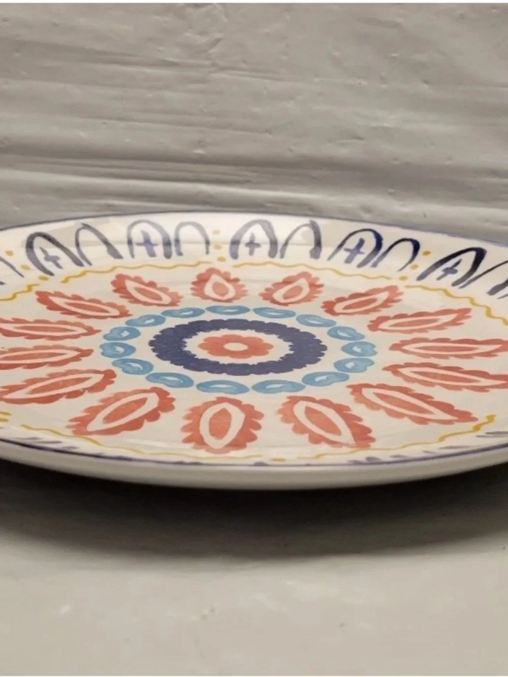Hobby Lobby 4pk Medallion Dinner & Salad Plates Azteca Blue Red Spanish Tile